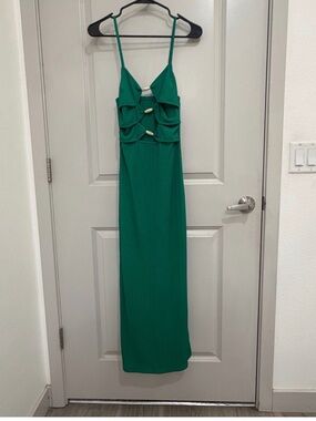Emerald Green Spaghetti-Strap Maxi Dress